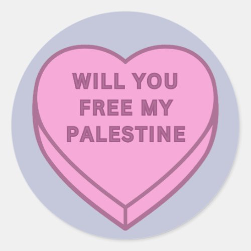 Will you free my Palestine Cute Candy Heart sweet Classic Round Sticker