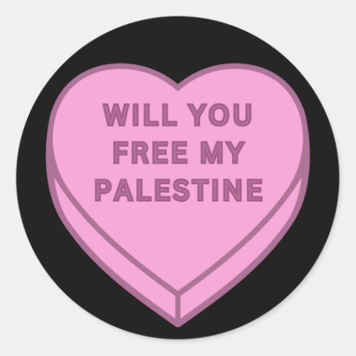 Will you free my Palestine Cute Candy Heart sweet Classic Round Sticker