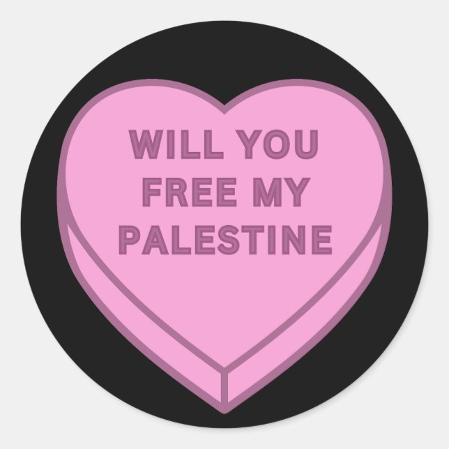 Will you free my Palestine? Cute Candy Heart sweet Classic Round Sticker (Front)