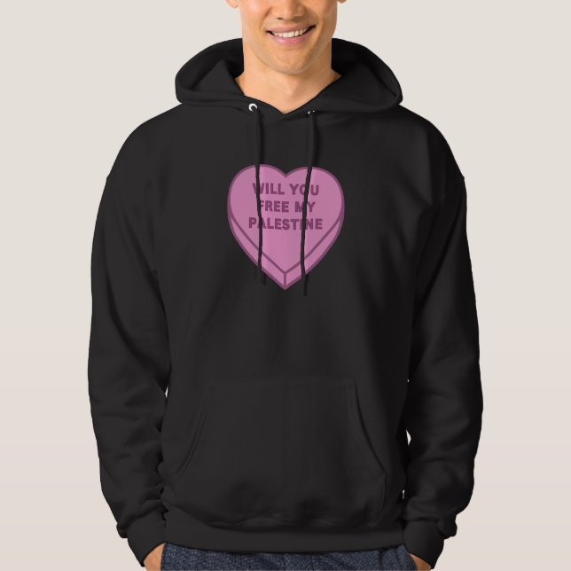 Will you free my Palestine? Cute Candy Heart sweet Hoodie (Front)