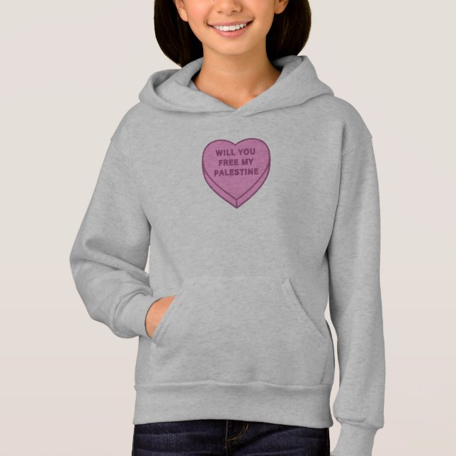 Will you free my Palestine? Cute Candy Heart sweet Hoodie (Front)