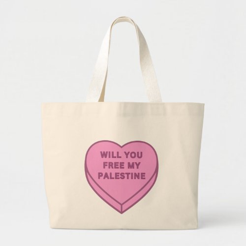 Will you free my Palestine Cute Candy Heart sweet Large Tote Bag