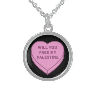 Will you free my Palestine? Cute Candy Heart sweet Sterling Silver Necklace