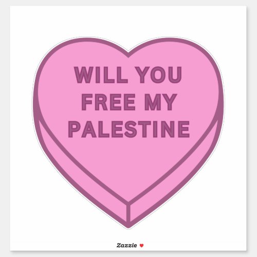 Will you free my Palestine Cute Candy Heart sweet Sticker