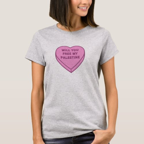 Will you free my Palestine Cute Candy Heart sweet T_Shirt