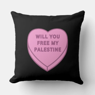 Will you free my Palestine? Cute Candy Heart sweet Throw Pillow