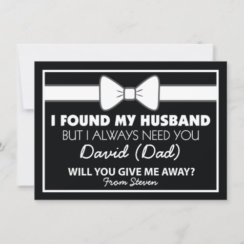 Will You Give Me Away BlackWhite Bow Tie Invitation