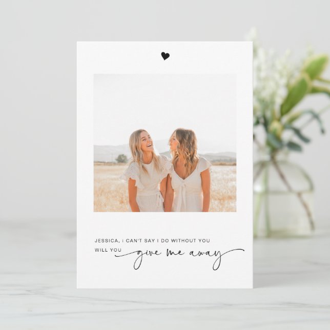 Will You Give Me Away Photo Proposal Card (Standing Front)