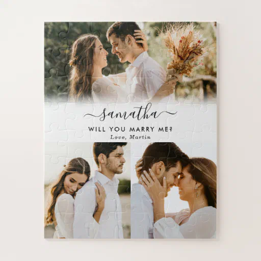 Will You Marry Me 3 Photo Collage Jigsaw Puzzle