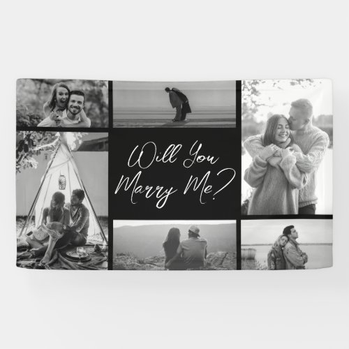 Will You Marry Me 6 Photo Black And White Collage Banner