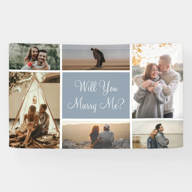 Will You Marry Me | 6 Photo Proposal Collage Banner (Horizontal)