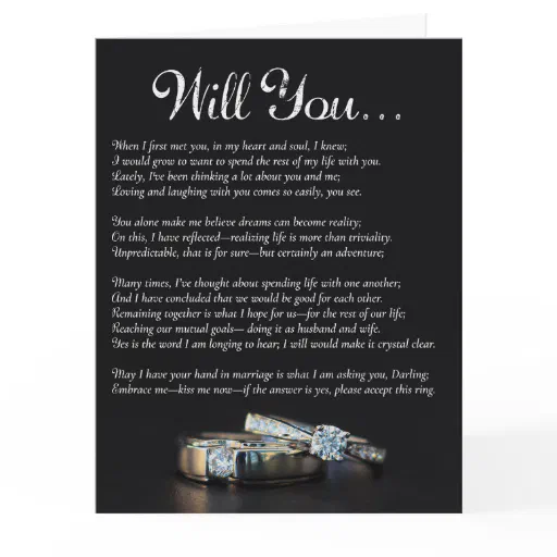 Will You Marry Me Acrostic Poem Proposal Card