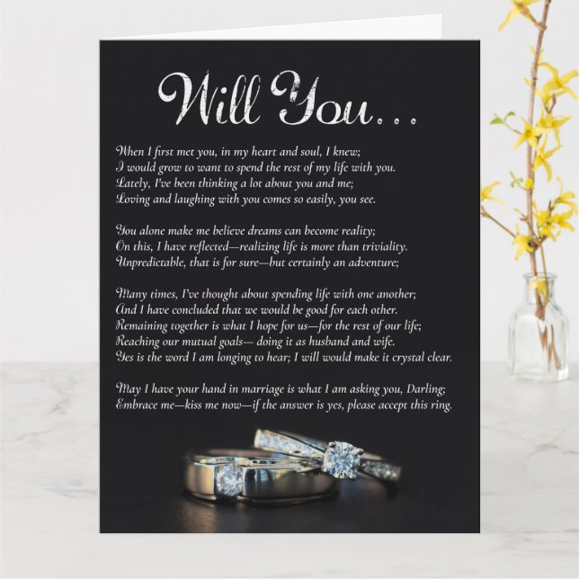 Will You Marry Me Acrostic Poem Proposal Card (Yellow Flower)