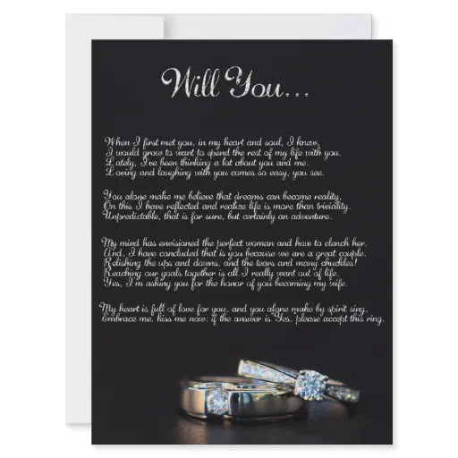 Will You Marry Me Acrostic Poem Proposal - Flat Card