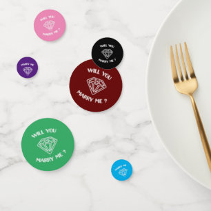 Will You Marry Me Art Deco Text Neon Diamond   Confetti