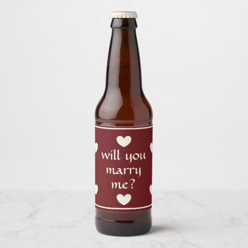 will you marry me beer bottle label