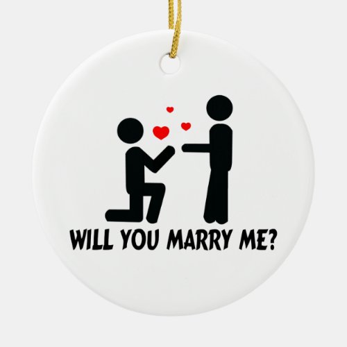 Will You Marry Me Bended Knee Man  Man Ceramic Ornament