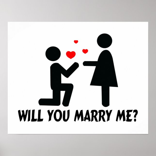 Will You Marry Me Bended Knee Man & Woman Poster (Front)