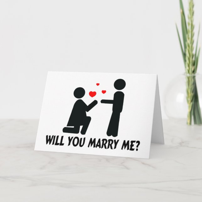 Will You Marry Me Bended Knee Woman & Man Card (Front)