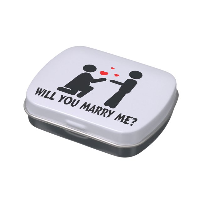 Will You Marry Me Bended Knee Woman & Man Jelly Belly Tin (Side)