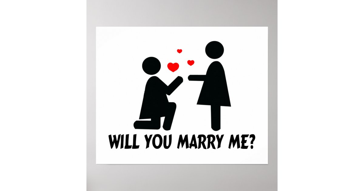 Will You Marry Me Bended Knee Woman Woman Poster Zazzle
