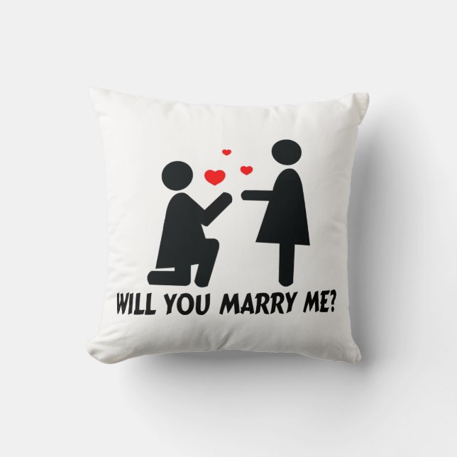 Will You Marry Me Bended Knee Woman & Woman Throw Pillow (Front)
