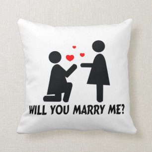 Will You Marry Me Bended Knee Woman & Woman Throw Pillow