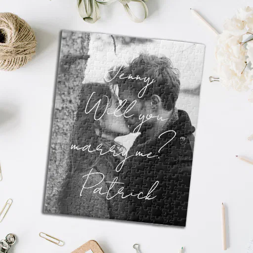 Will You Marry Me Black and White Vertical Puzzle