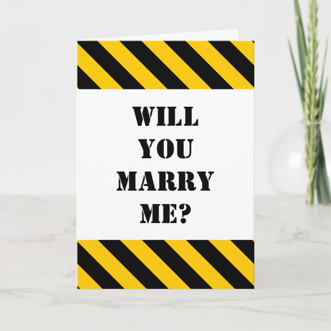 "Will you marry me?" + Black and Yellow Stripes Card (Front)
