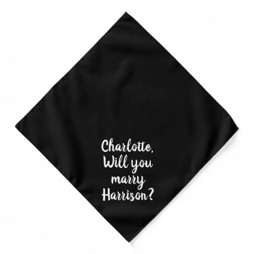 Will You Marry Me black white custom proposal dog Bandana