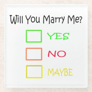 Will You Marry Me by Shirley Taylor Glass Coaster