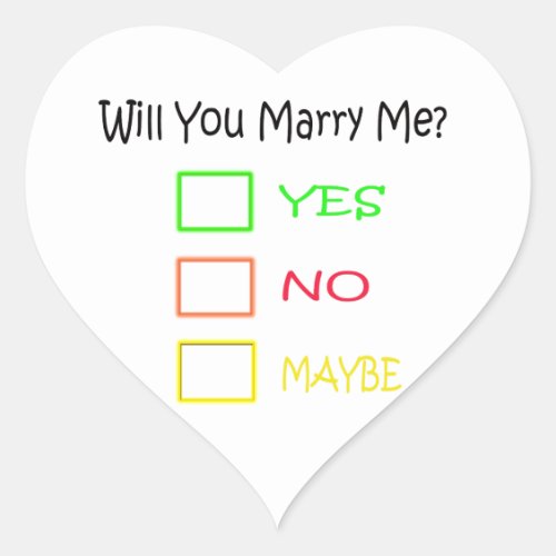 Will You Marry Me by Shirley Taylor Heart Sticker