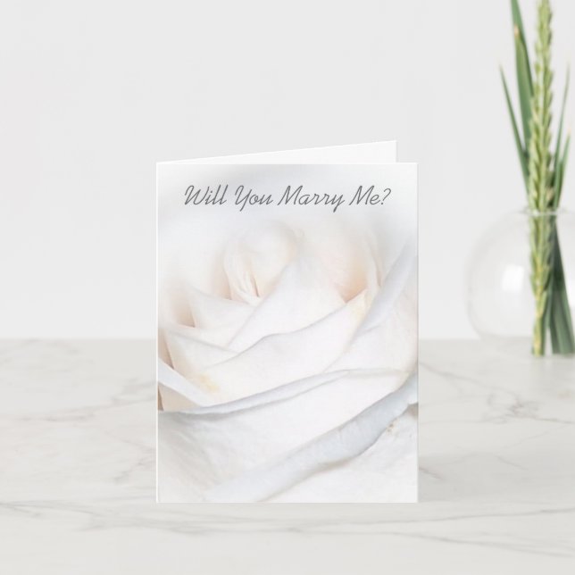 Will You Marry Me Card White Rose (Front)