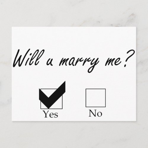 Will you marry me Check Box Postcard