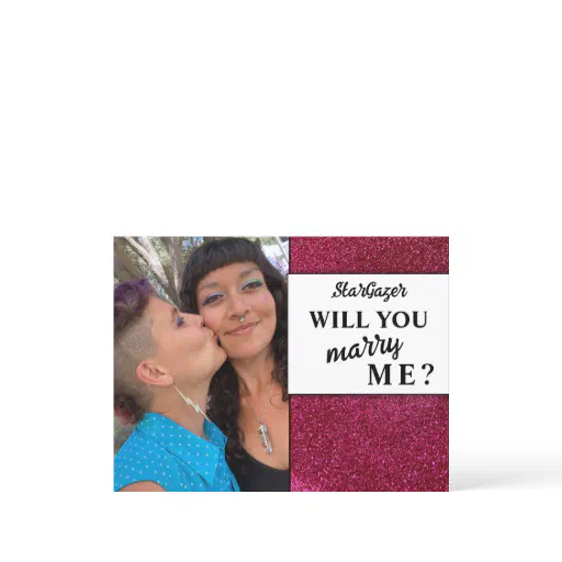 Will You Marry Me Chic Glitter Wedding Proposal Holiday Postcard