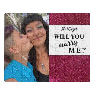 Will You Marry Me Chic Glitter Wedding Proposal Jigsaw Puzzle