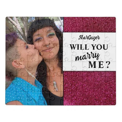 Will You Marry Me Chic Glitter Wedding Proposal Jigsaw Puzzle