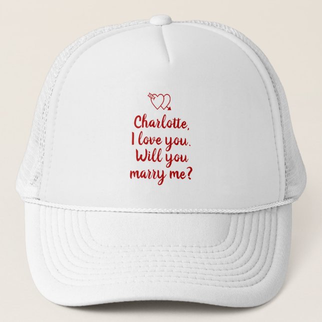 Will You Marry Me custom marriage proposal  Trucker Hat (Front)