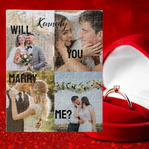 Will You Marry Me Custom Photos Name Personalized Jigsaw Puzzle
