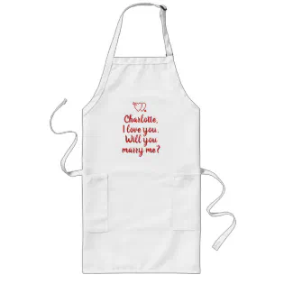 Will You Marry Me custom text marriage proposal Long Apron