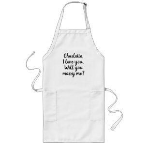 Will You Marry Me custom text marriage proposal Long Apron