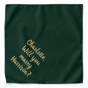 Will You Marry Me dark green custom proposal dog Bandana