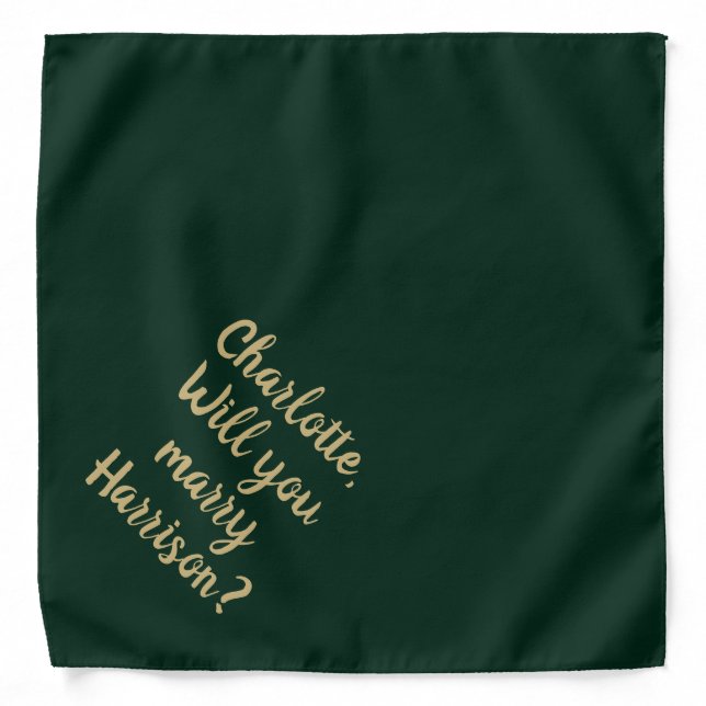 Will You Marry Me dark green custom proposal dog Bandana (Front)