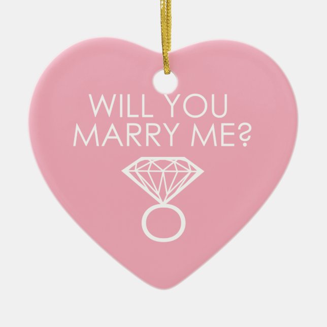 Will You Marry Me? Diamond Ring Ceramic Ornament (Front)