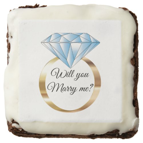 Will you Marry Me Diamond Wedding Ring Proposal Brownie