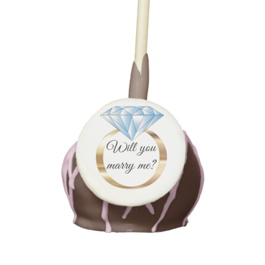 Will you Marry Me Diamond Wedding Ring Proposal Cake Pops (Front)
