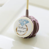 Will you Marry Me Diamond Wedding Ring Proposal Cake Pops (Front Insitu)