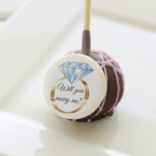 Will you Marry Me Diamond Wedding Ring Proposal Cake Pops (Front Insitu)