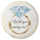 Will you Marry Me Diamond Wedding Ring Proposal Sugar Cookie (Front)