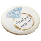 Will you Marry Me Diamond Wedding Ring Proposal Sugar Cookie (Angled)